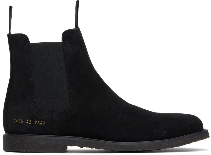Photo: Common Projects Black Waxed Suede Chelsea Boots