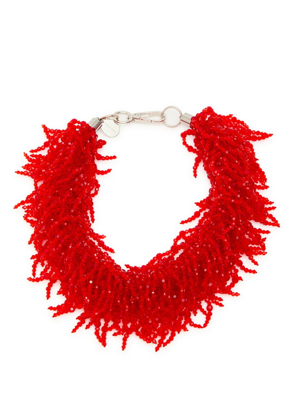 Photo: Simone Rocha Cascading Crystal Tassle Necklace - Red - One Size