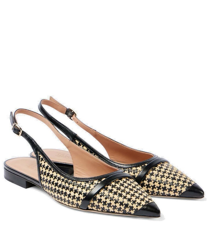 Photo: Malone Souliers Jama leather-trimmed raffia ballet flats