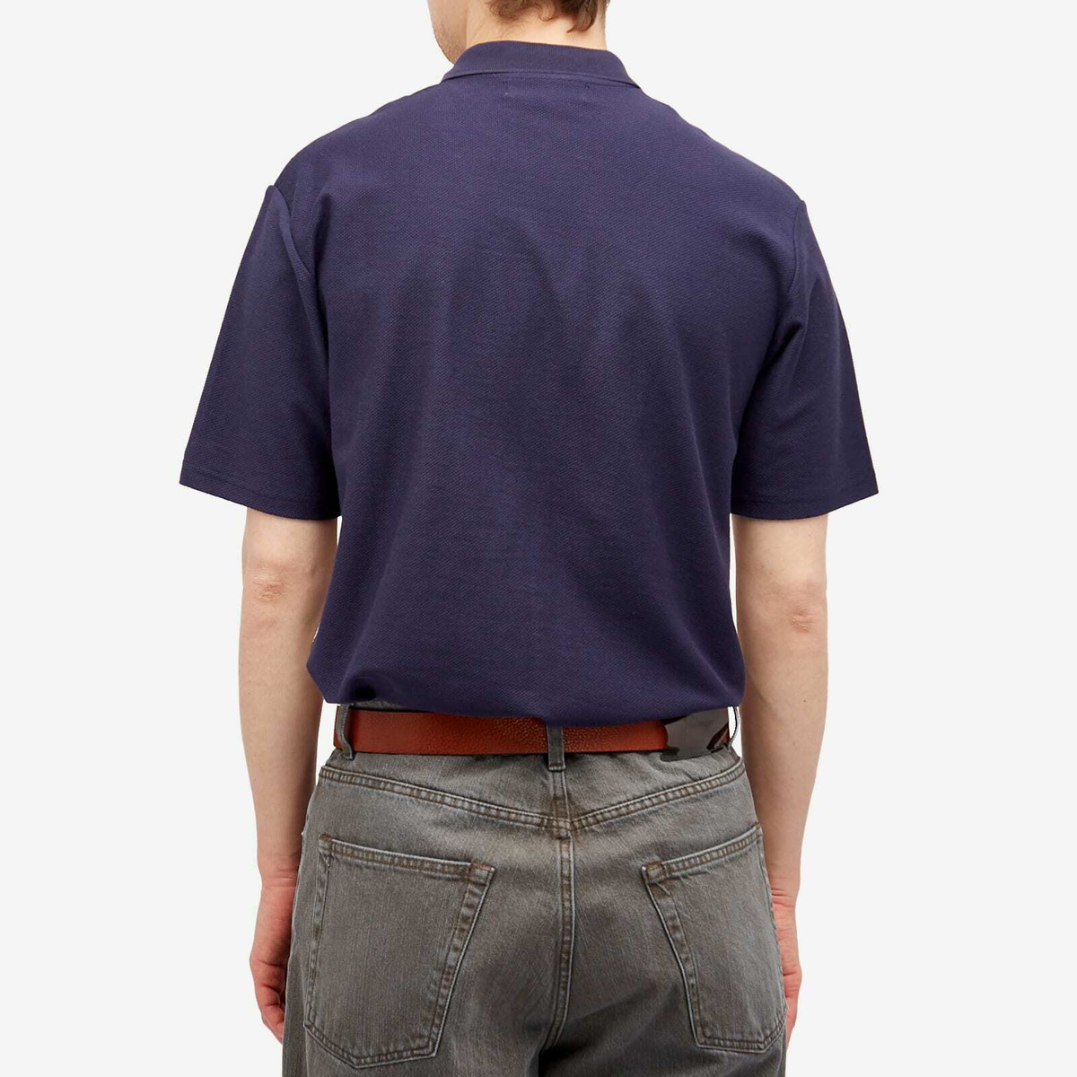 Palmes Men's Textured Zip Polo in Dark Blue