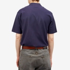 Palmes Men's Textured Zip Polo in Dark Blue