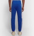Gucci - Webbing-Trimmed Loopback Cotton-Jersey Sweatpants - Men - Blue