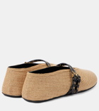 Alaïa Leather-trimmed paper straw flats