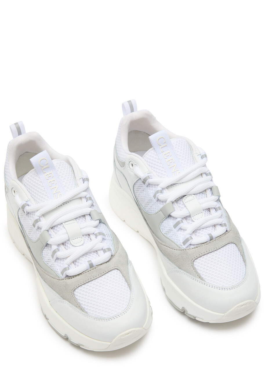 Cleens Aero Runner Panelled Mesh Sneakers White