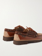 G.H. Bass & Co. - Weejuns '90 Boater Mix Panelled Leather and Suede Boat Shoes - Brown