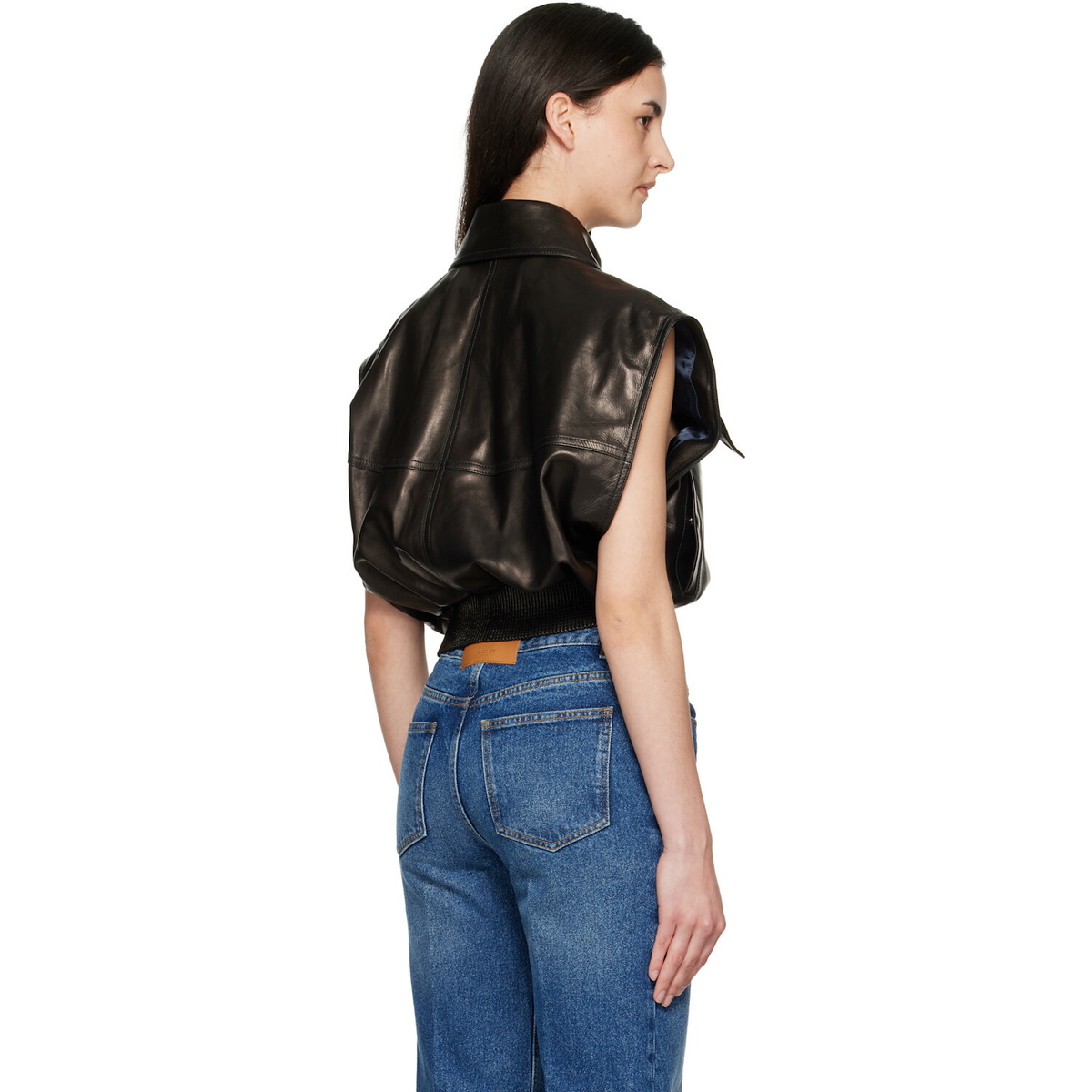 Versace Black Embossed-Logo Leather Vest