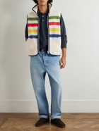 Drake's - Striped Wool-Blend Fleece Gilet - Neutrals