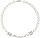 MISBHV Silver & White 'M' Pearl Necklace