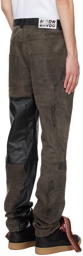 Who Decides War by MRDR BRVDO Gray Bark Leather Pants