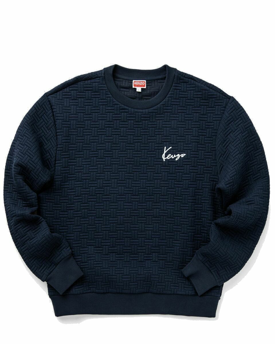 Photo: Kenzo Weave Classic Sweatshirt Blue - Mens - Sweatshirts