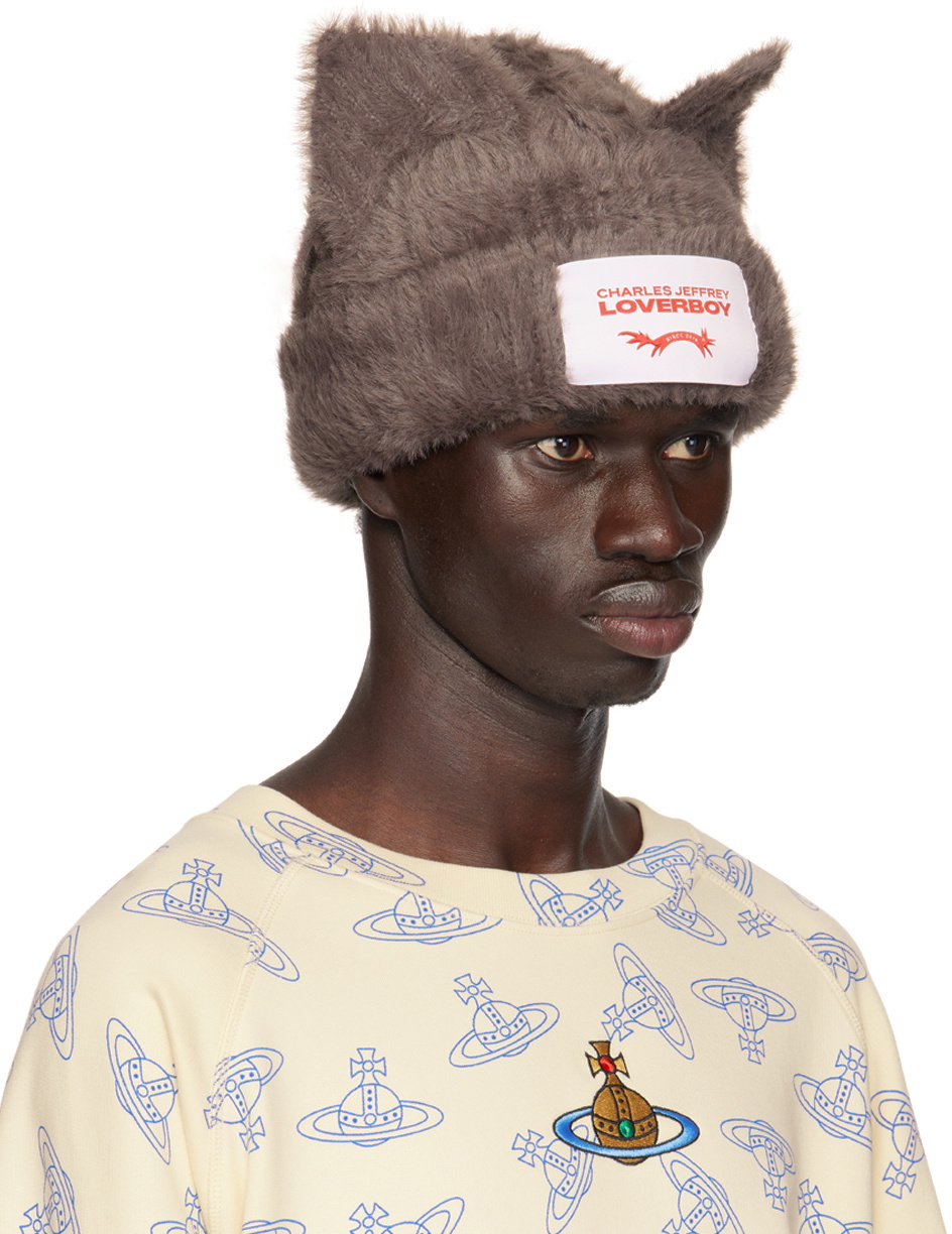 Charles Jeffrey LOVERBOY Brown Fluffy Chunky Ears Beanie Charles