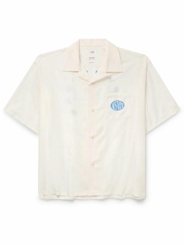 Photo: Visvim - Crosby Convertible-Collar Logo-Print Silk Shirt - Neutrals