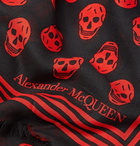 Alexander McQueen - Fringed Logo-Print Modal Scarf - Black