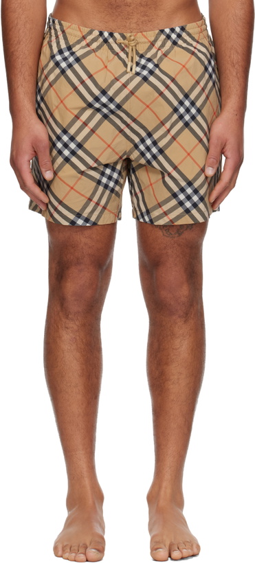 Photo: Burberry Beige Check Swim Shorts