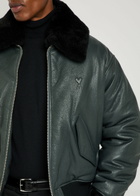 Ami Paris Padded Leather Jacket Anthracite