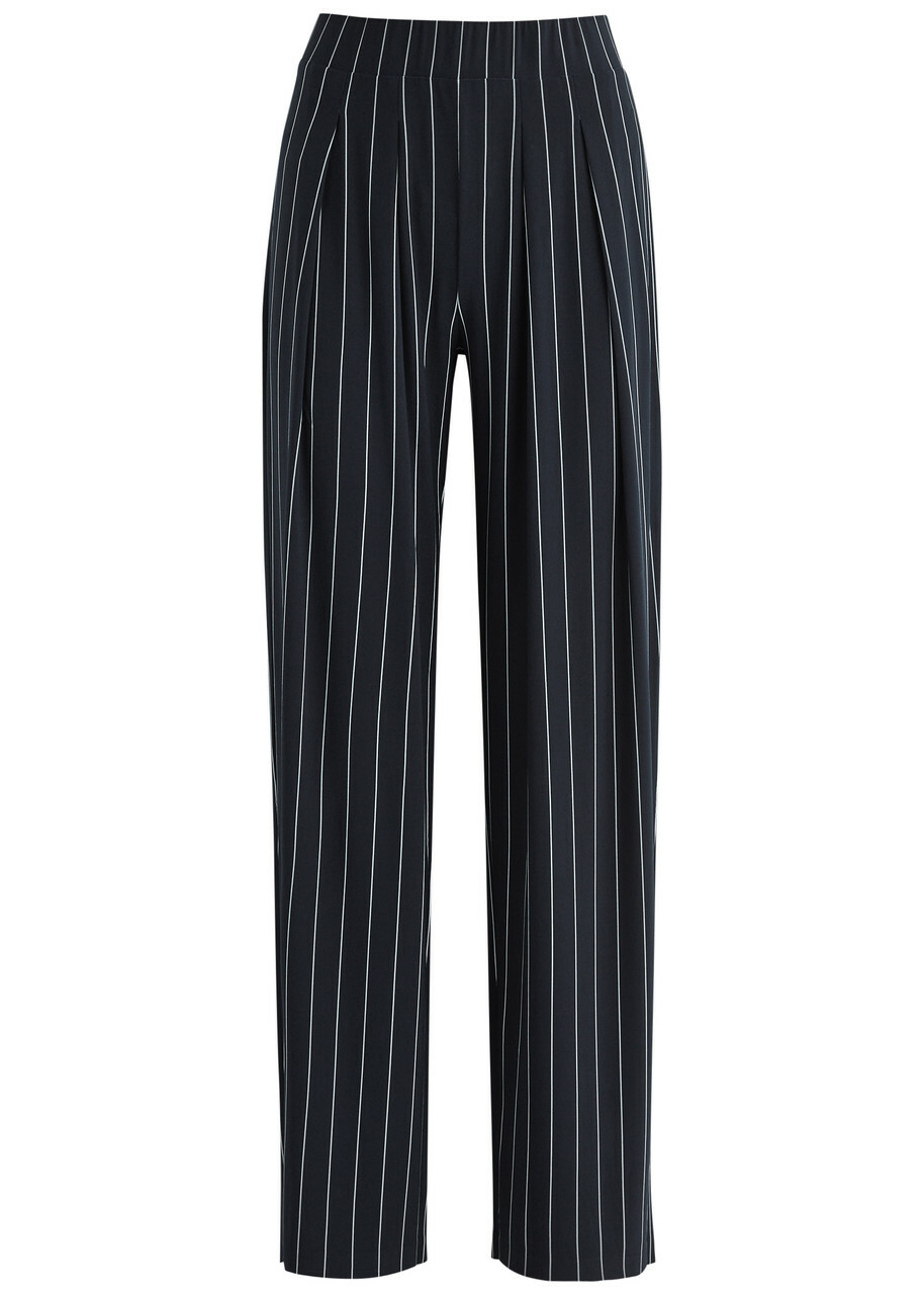 Norma Kamali Striped Stretch-jersey Trousers Navy