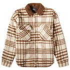 Represent Men's Sherpa Check Shirt Jacket in Brown/Bone