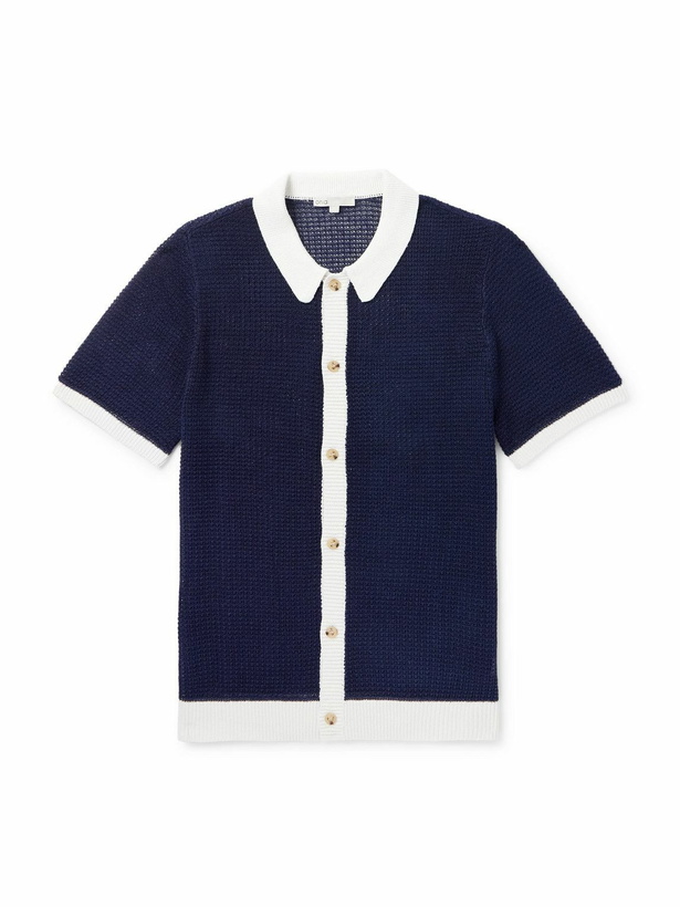 Photo: Onia - Two-Tone Linen Shirt - Blue