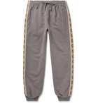 Gucci - Tapered Logo-Jacquard Webbing-Trimmed Loopback Cotton-Jersey Sweatpants - Gray
