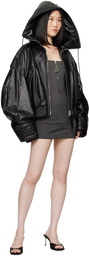 The Attico Black Leather Bomber Jacket