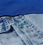 Greg Lauren - Distressed Denim-Panelled Pinstriped Wool-Blend Blazer - Blue