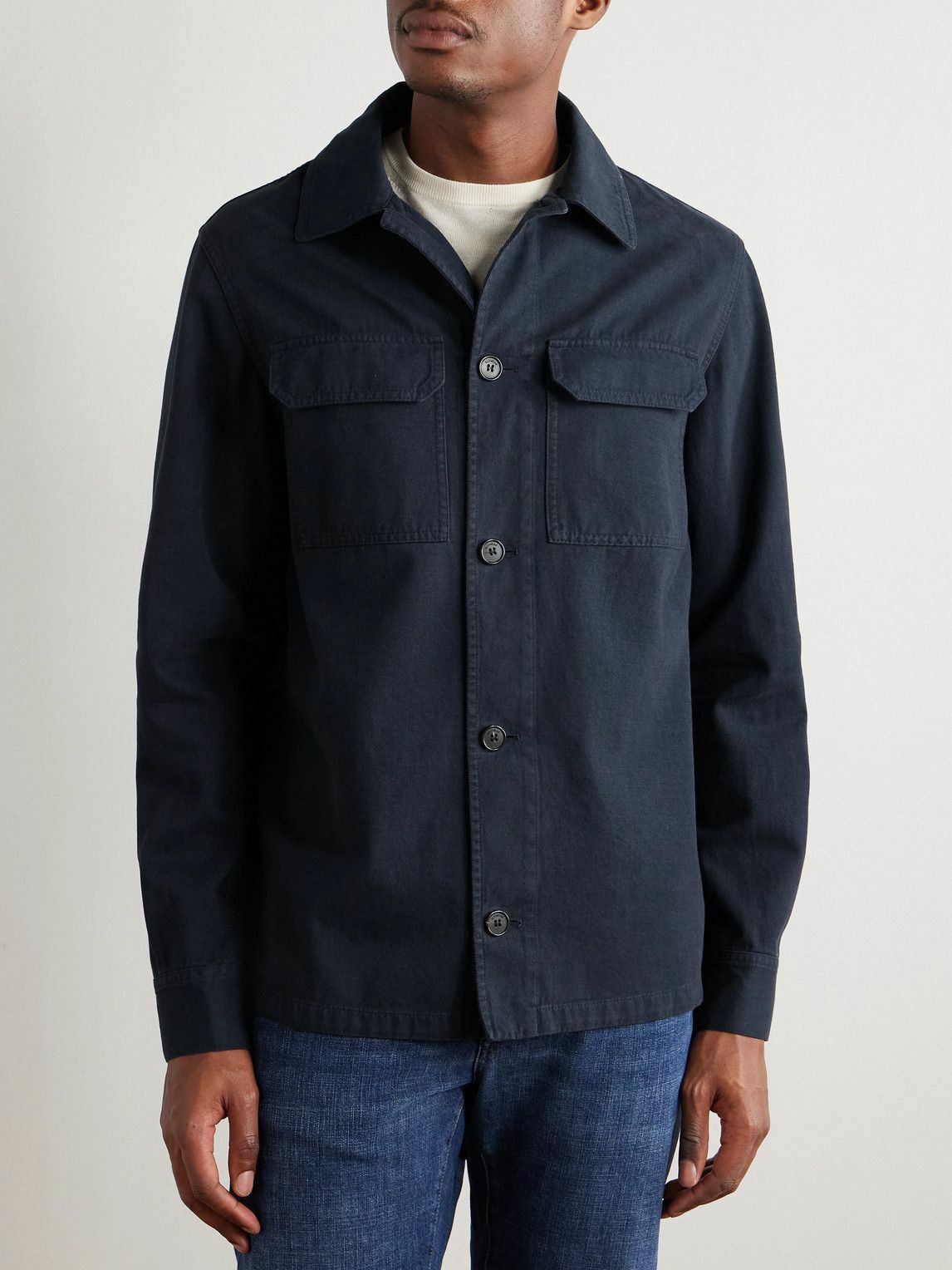 Incotex - Cotton and Cashmere-Blend Overshirt - Blue