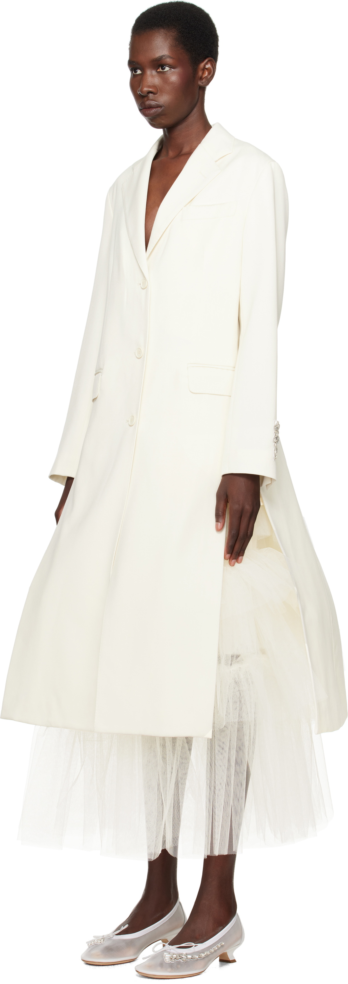 Simone Rocha SSENSE Exclusive Bridal Capsule Cut-Out Bow Detail Coat