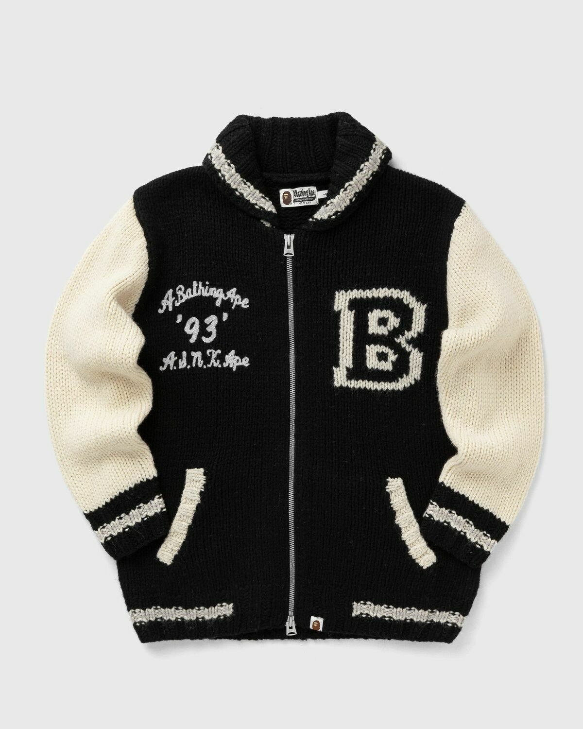 A Bathing Ape A BATHING APE COWICHAN CARDIGAN black/beige Mens 