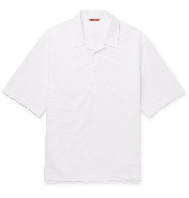 Photo: Barena - Camp-Collar Honeycomb Cotton Polo Shirt - White