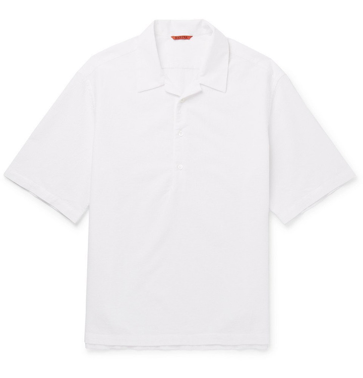 Photo: Barena - Camp-Collar Honeycomb Cotton Polo Shirt - White