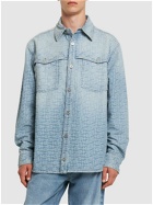 BALMAIN - Monogram Jacquard Cotton Denim Shirt