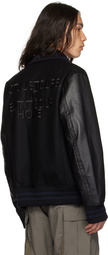 sacai Black Interstellar Leather Bomber Jacket