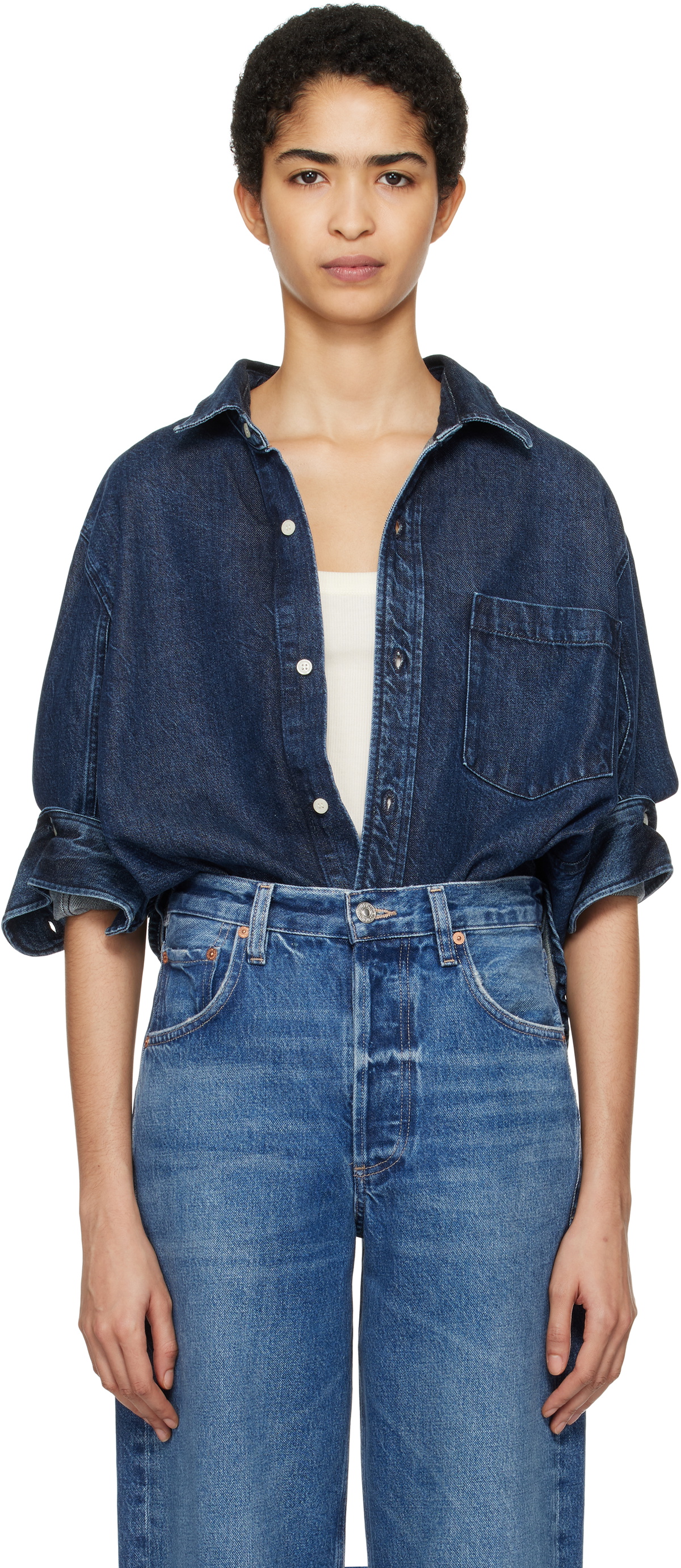 【Citizens of humanity】KAYLA デニムシャツ S ブルー CITIZENS OF HUMANITY Kayla denim shirt | NET-A-PORTER