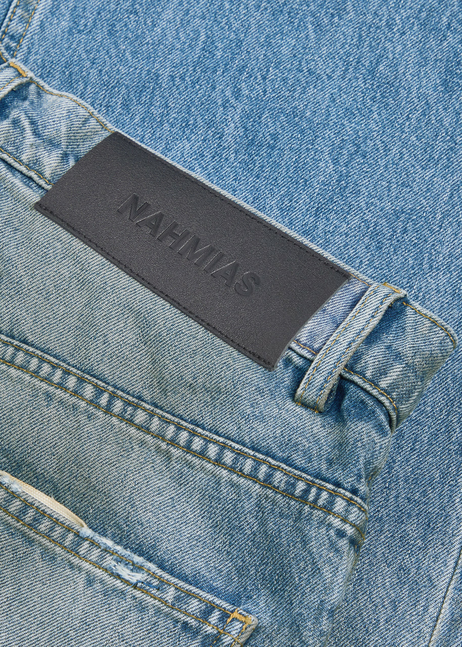 Nahmias Dirty Wash Distressed Straight-leg Jeans Denim