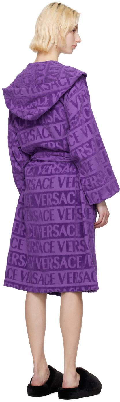 Versace Underwear Purple Hooded Robe