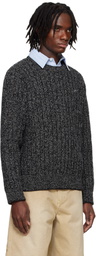 Solid Homme Gray Round Neck Stitch Knit Sweater