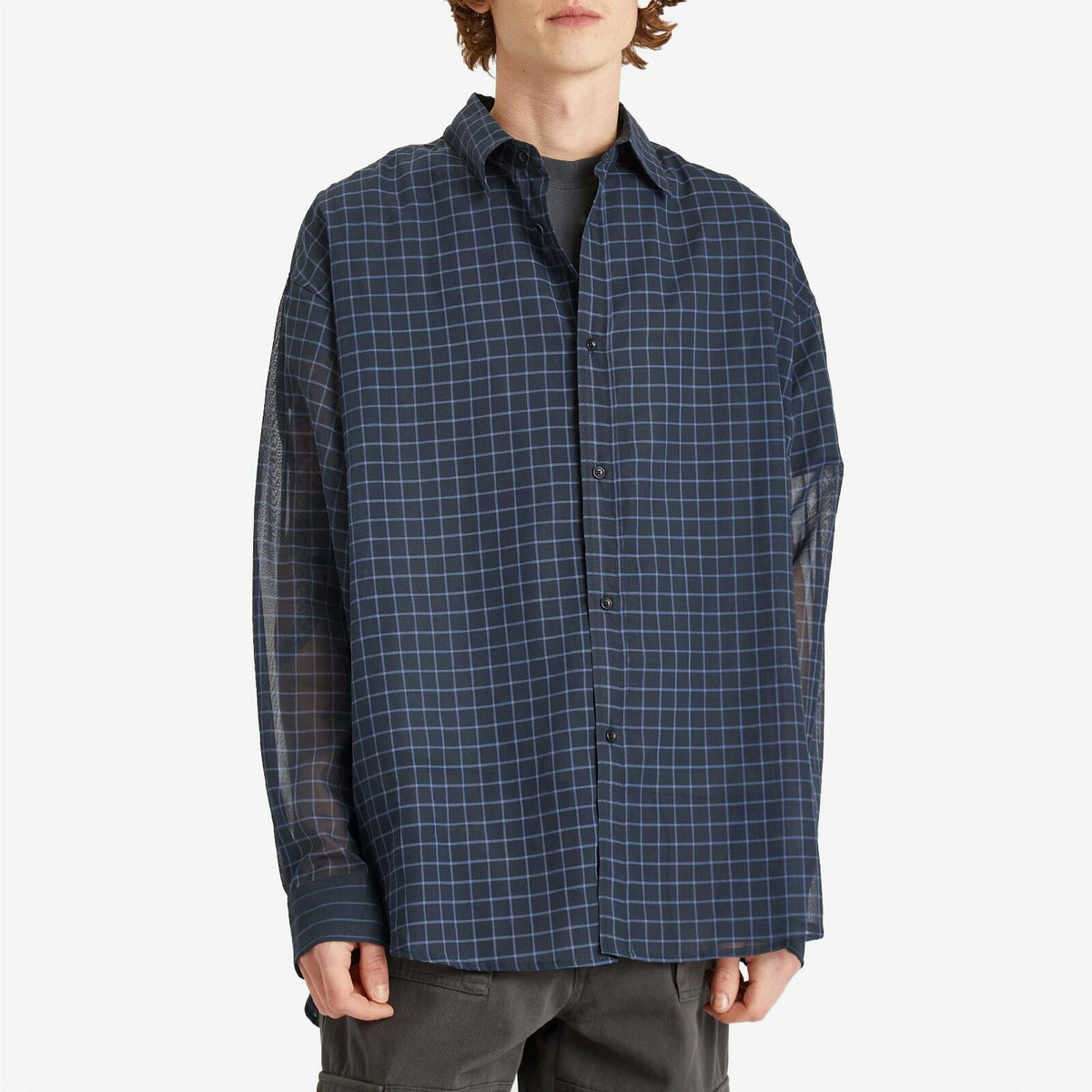 Sage Nation Men's Chisholm Cornflower Check Shirt in Navy Sage Nation Men's Chisholm Cornflower Check Shirt in Navy