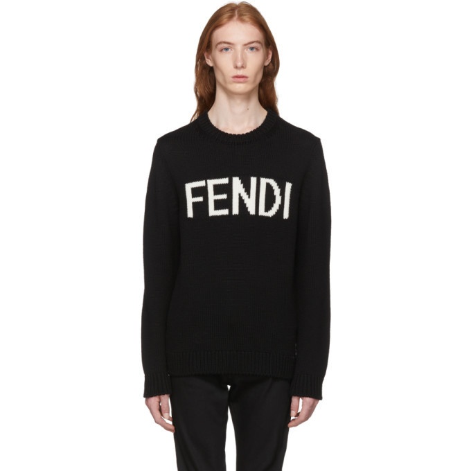 Photo: Fendi Black Wool Logo Pullover