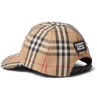 Burberry - Leather-Trimmed Checked Cotton-Blend Canvas Baseball Cap - Brown