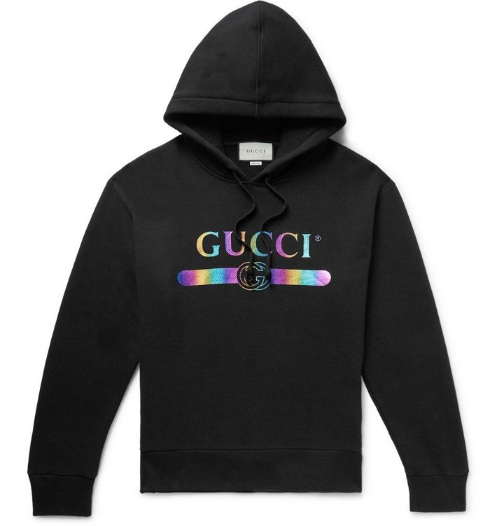 Photo: Gucci - Logo-Print Loopback Cotton-Jersey Hoodie - Men - Black