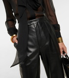 Saint Laurent - Leather straight cropped pants