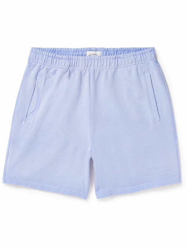 Photo: Saturdays NYC - Austin Sunbaked Straight-Leg Cotton-Jersey Shorts - Blue
