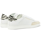 SAINT LAURENT - SL/10 Suede-Trimmed Perforated Leather Sneakers - White