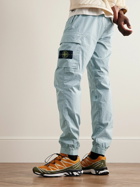 Stone Island - Tapered Garment-Dyed Stretch-Cotton Cargo Trousers - Blue