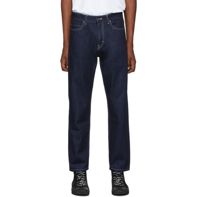 Photo: Hugo Blue Solid Relaxed-Fit Jeans