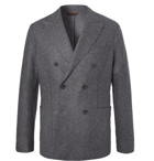 Altea - Charcoal Slim-Fit Unstructured Double-Breasted Virgin Wool-Blend Blazer - Men - Charcoal