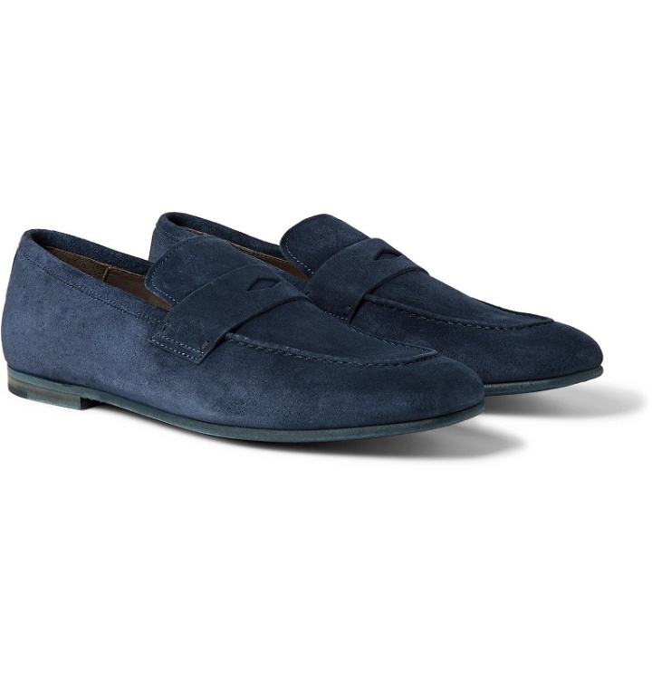 Photo: Dunhill - Chiltern Suede Penny Loafers - Blue