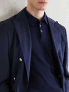 FEDELI - Rafael Ribbed Cotton Polo Shirt - Blue