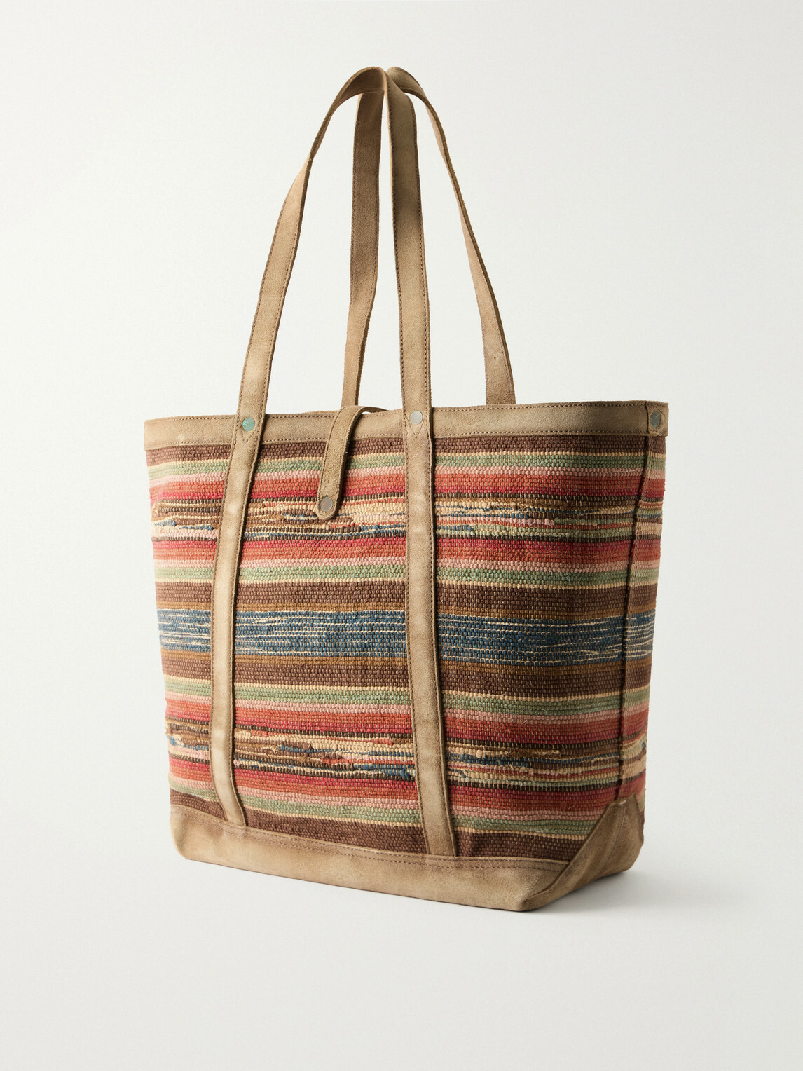 RRL - Murphy Medium Suede-Trimmed Woven Cotton Tote Bag