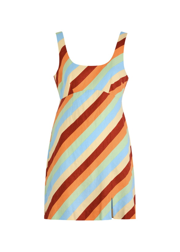 Photo: Kitri Connie Striped Linen-blend Mini Dress Multicoloured